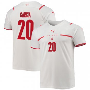 Switzerland National Team 2022 Qatar World Cup Ulisses Garcia #20 White - Red Away Men Jersey