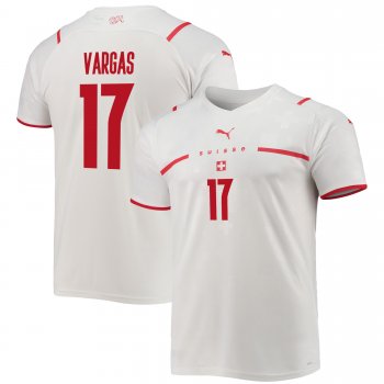 Switzerland National Team 2022 Qatar World Cup Ruben Vargas #17 White - Red Away Men Jersey