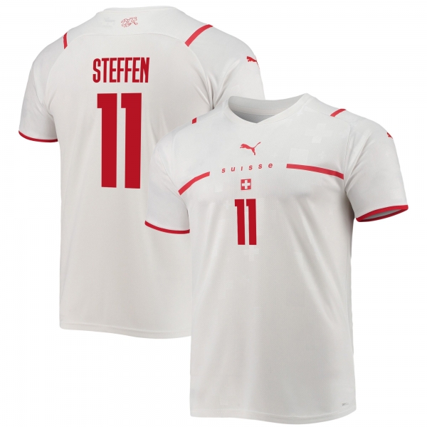 Switzerland National Team 2022 Qatar World Cup Renato Steffen #11 White - Red Away Men Jersey