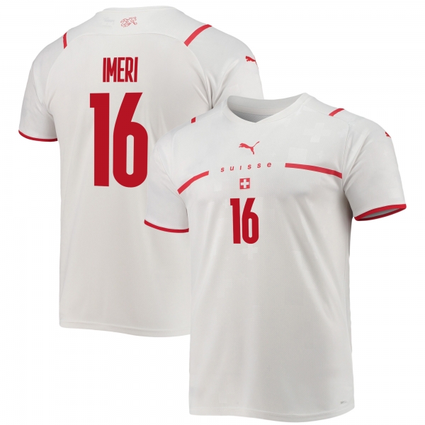 Switzerland National Team 2022 Qatar World Cup Kastriot Imeri #16 White - Red Away Men Jersey