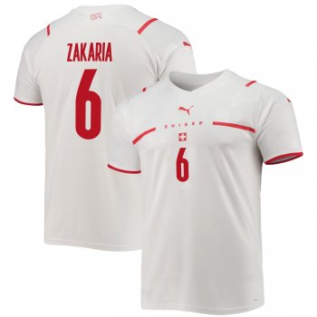 Switzerland National Team 2022 Qatar World Cup Denis Zakaria #6 White - Red Away Men Jersey