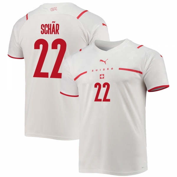 Switzerland National Team 2022 Qatar World Cup Fabian Schar #22 White - Red Away Men Jersey