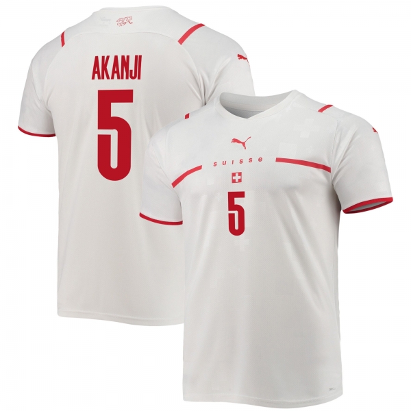 Switzerland National Team 2022 Qatar World Cup Manuel Akanji #5 White - Red Away Men Jersey