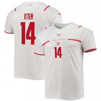 Switzerland National Team 2022 Qatar World Cup Cedric Itten #14 White - Red Away Men Jersey