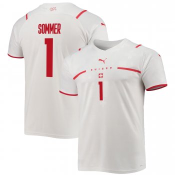 Switzerland National Team 2022 Qatar World Cup Yann Sommer #1 White - Red Away Men Jersey