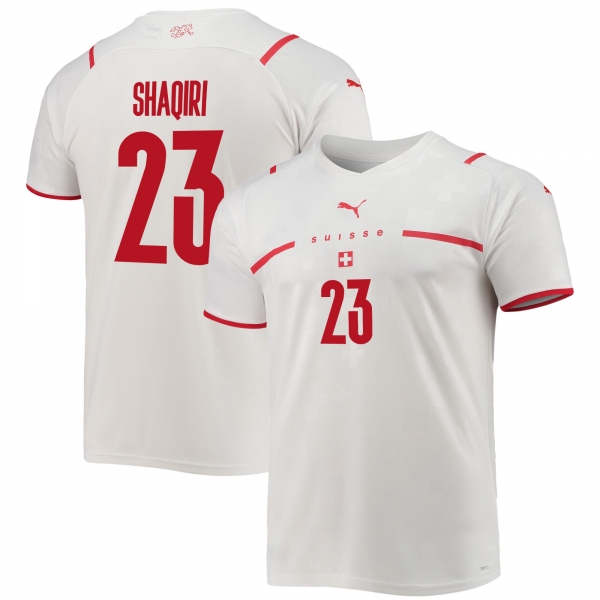 Switzerland National Team 2022 Qatar World Cup Xherdan Shaqiri #23 White - Red Away Men Jersey