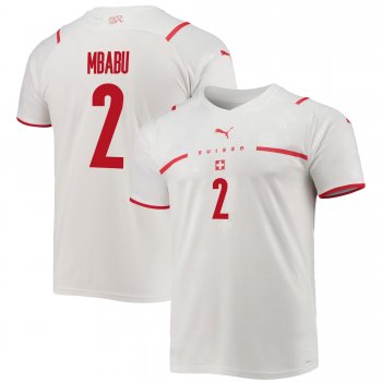 Switzerland National Team 2022 Qatar World Cup Kevin Mbabu #2 White - Red Away Men Jersey