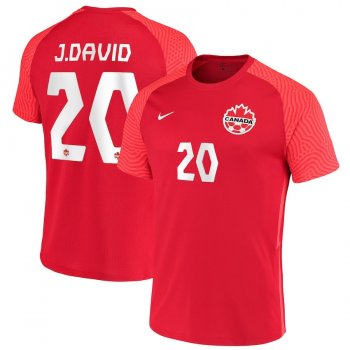 Canada National Team 2022 Qatar World Cup Jonathan David #20 Red Home Men Jersey