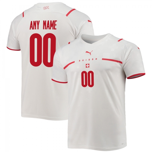 Switzerland National Team 2022 Qatar World Cup Custom White - Red Away Men Jersey