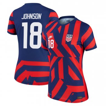 Women USA National Team 2022 Qatar World Cup Sean Johnson #18 Blue Away Jersey