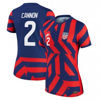 Women USA National Team 2022 Qatar World Cup Reggie Cannon #2 Blue Away Jersey