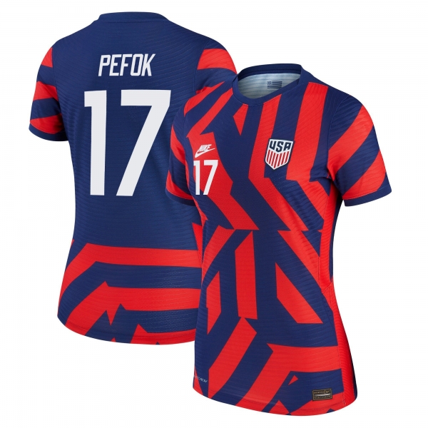 Women USA National Team 2022 Qatar World Cup Jordan Pefok #17 Blue Away Jersey