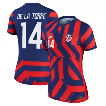 Women USA National Team 2022 Qatar World Cup Luca de la Torre #14 Blue Away Jersey