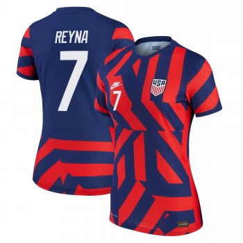 Women USA National Team 2022 Qatar World Cup Giovanni Reyna #7 Blue Away Jersey