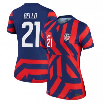 Women USA National Team 2022 Qatar World Cup George Bello #21 Blue Away Jersey