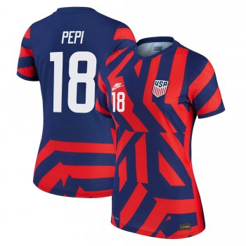 Women USA National Team 2022 Qatar World Cup Ricardo Pepi #18 Blue Away Jersey