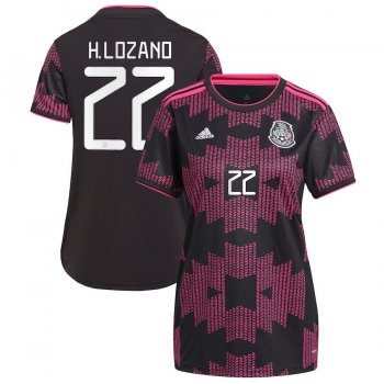 Women Hirving Lozano #22 Mexico National Team 2022 Qatar World Cup Rosa Mexicano Jersey - Black