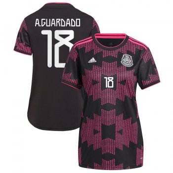 Women Andrés Guardado #18 Mexico National Team 2022 Qatar World Cup Rosa Mexicano Jersey - Black