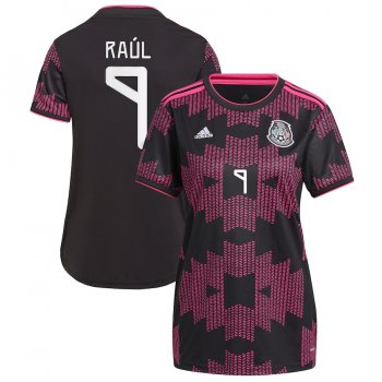 Women Raúl Jiménez #9 Mexico National Team 2022 Qatar World Cup Rosa Mexicano Jersey - Black