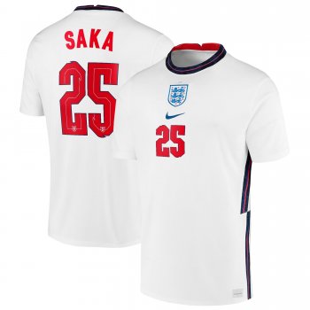 England National Team 2022 Qatar World Cup Saka #25 White Home Men Jersey