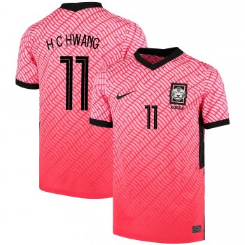 South Korean National Team 2022 Qatar World Cup Hwang Hee-chan #11 Pink- Red Home Men Jersey