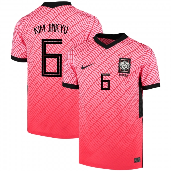 South Korean National Team 2022 Qatar World Cup Kim Jin-kyu #6 Pink- Red Home Men Jersey