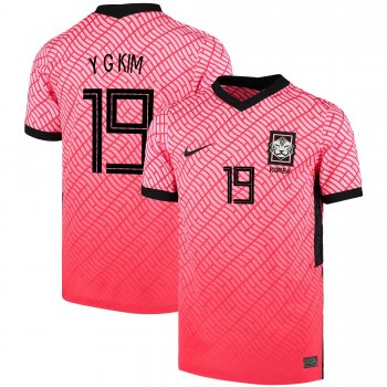 South Korean National Team 2022 Qatar World Cup Kim Young-gwon #19 Pink- Red Home Men Jersey