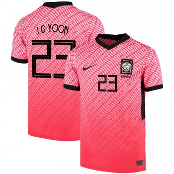 South Korean National Team 2022 Qatar World Cup Yoon Jong-gyu #23 Pink- Red Home Men Jersey