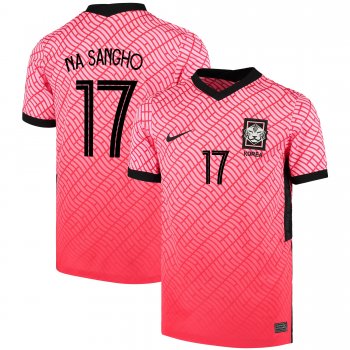 South Korean National Team 2022 Qatar World Cup Na Sang-ho #17 Pink- Red Home Men Jersey