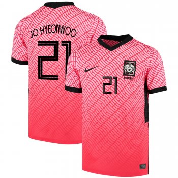 South Korean National Team 2022 Qatar World Cup Jo Hyeon-woo #21 Pink- Red Home Men Jersey