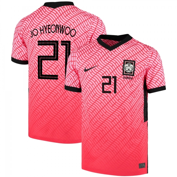 South Korean National Team 2022 Qatar World Cup Jo Hyeon-woo #21 Pink- Red Home Men Jersey