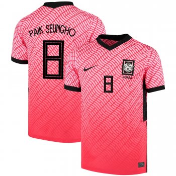 South Korean National Team 2022 Qatar World Cup Paik Seung-ho #8 Pink- Red Home Men Jersey