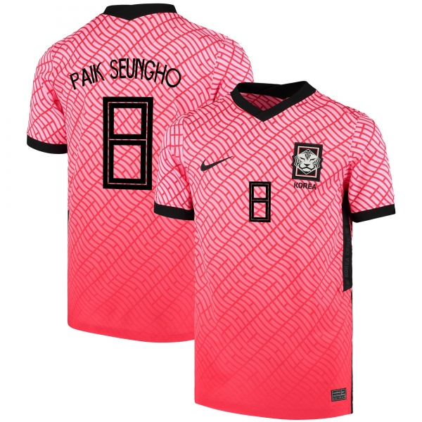 South Korean National Team 2022 Qatar World Cup Paik Seung-ho #8 Pink- Red Home Men Jersey