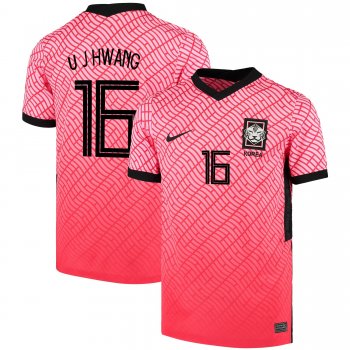 South Korean National Team 2022 Qatar World Cup Hwang Ui-jo #16 Pink- Red Home Men Jersey