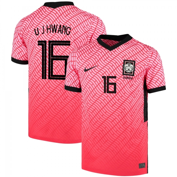 South Korean National Team 2022 Qatar World Cup Hwang Ui-jo #16 Pink- Red Home Men Jersey