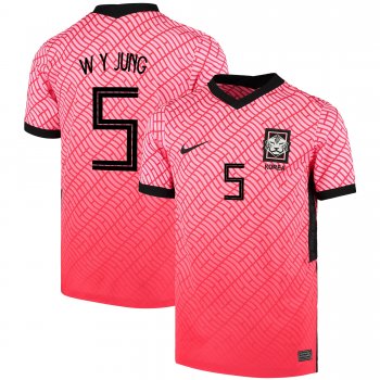 South Korean National Team 2022 Qatar World Cup Jung Woo-young #5 Pink- Red Home Men Jersey