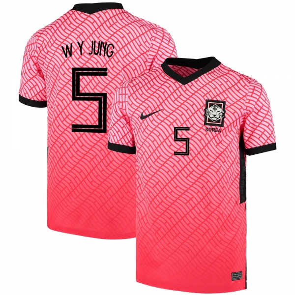 South Korean National Team 2022 Qatar World Cup Jung Woo-young #5 Pink- Red Home Men Jersey