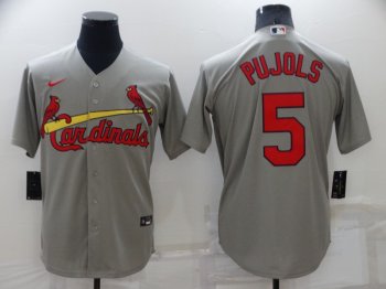 Men's St Louis Cardinals #5 Albert Pujols Grey Stitched MLB Cool Base Nike Jersey