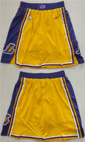 Men's Los Angeles Lakers Yellow Shorts (Run Small)