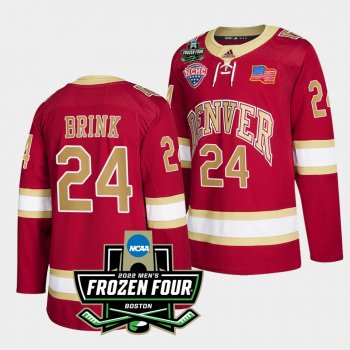 Bobby Brink Denver Pioneers 2022 Frozen Four Crimson Hockey Jersey 24