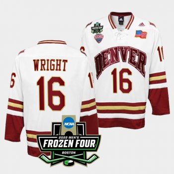 Denver Pioneers Cameron Wright 2022 Frozen Four White Hockey Jersey