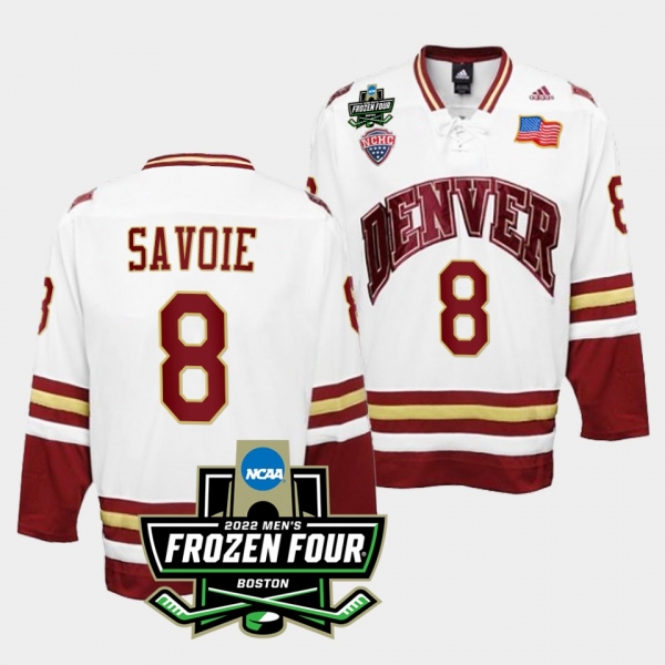 Denver Pioneers Carter Savoie 2022 Frozen Four White Hockey Jersey