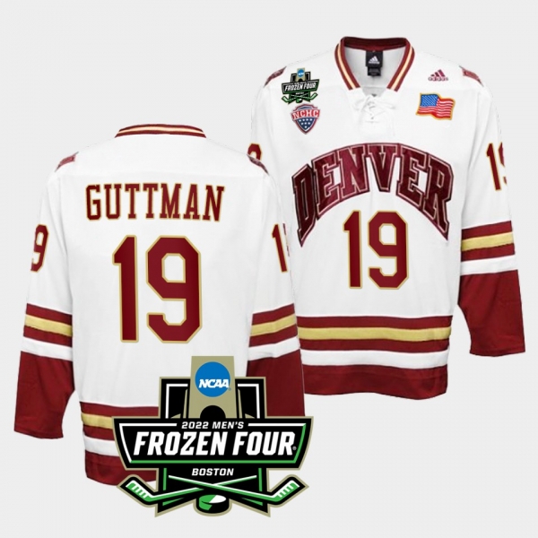 Denver Pioneers Cole Guttman 2022 Frozen Four White Hockey Jersey