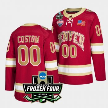 Custom Denver Pioneers 2022 Frozen Four Crimson Hockey Jersey 00