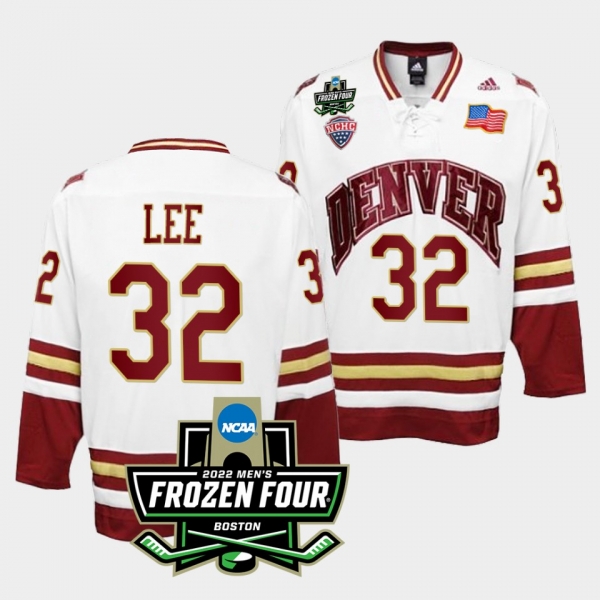 Denver Pioneers Justin Lee 2022 Frozen Four White Hockey Jersey