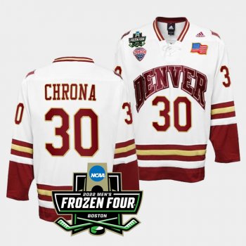 Denver Pioneers Magnus Chrona 2022 Frozen Four White Hockey Jersey