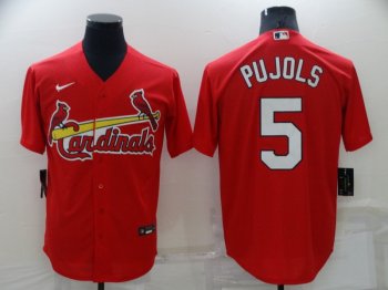 Men's St Louis Cardinals #5 Albert Pujols Red Stitched MLB Cool Base Nike Jersey