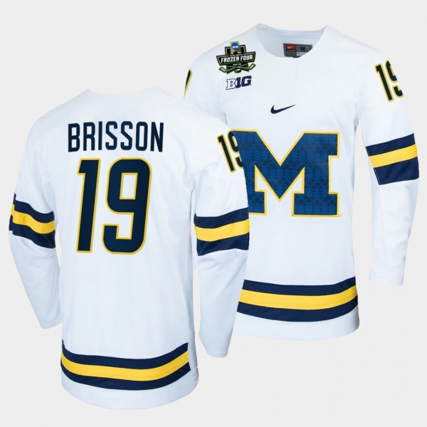 Brendan Brisson Michigan Wolverines 2022 Frozen Four White NCAA Hockey Jersey 19