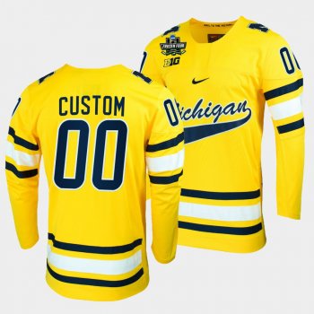 Michigan Wolverines Custom 2022 Frozen Four Maize NCAA Hockey Jersey