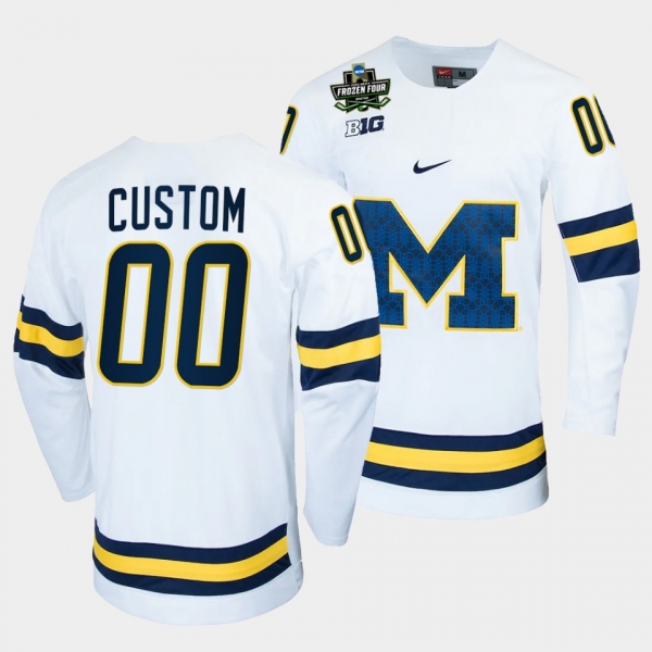 Custom Michigan Wolverines 2022 Frozen Four White NCAA Hockey Jersey 00